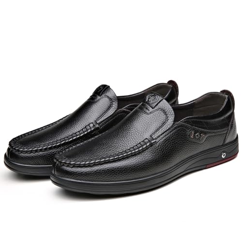 Asifn Herren Mokassins Herren Outdoor Halbschuhe Klassischer Anzugschuhe Loafer Slipper Rutsch Atmungsaktive Weiche （Schwarz,48 EU von Asifn