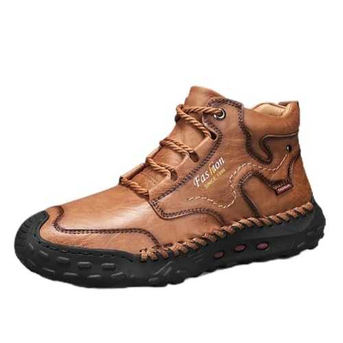 Asifn Herren Outdoor-Lederstiefel Lässige Wärme Für Wanderungen Leichte Bequeme Verdickte Schnürschuhe Mit Mittlerer Höhe Khaki 41 EU von Asifn