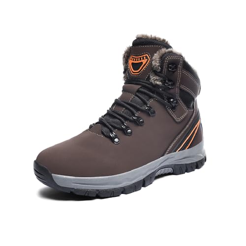 Asifn Herren-Schneestiefel Lässige Leichte Wasserdichte Wanderstiefel Winterliche Warme Bequeme Mit Fell Gefütterte Arbeitsstiefeletten Braun 48 EU von Asifn