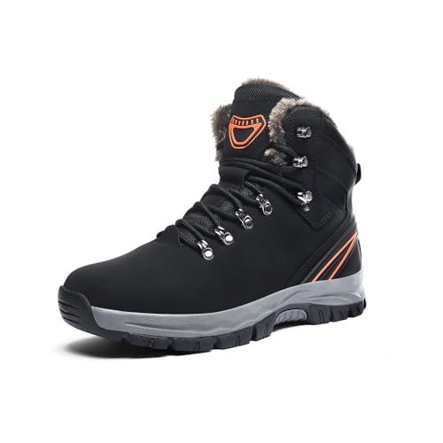 Asifn Herren-Schneestiefel Lässige Leichte Wasserdichte Wanderstiefel Winterliche Warme Bequeme Mit Fell Gefütterte Arbeitsstiefeletten Schwarz 39 EU von Asifn