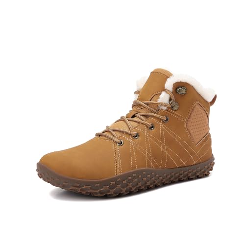 Asifn Herren-Schneestiefel Winter Warm Gefütterte Rutschfeste Wanderstiefel Outdoor Leichte Wasserdichte Barfußstiefel Braun 42 EU von Asifn