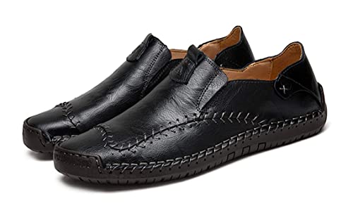 Asifn Herren Casual Leder Loafers Fahren Walking Schuhe Bequeme Slip-on Sneaker Formelle Oxford Penny Klassische Mokassins Hand genäht（Schwarz,43.5/44 EU,44 Markengröße von Asifn