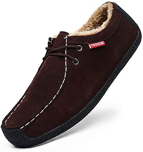 Asifn Herren Slip On Mokassin Hausschuhe Male Loafers Wildleder Indoor Outdoor Boot Schuhe Casual Fuzzy Comfy Schuhe Memory Foam（Braun,50/51 EU,51 Markengröße von Asifn