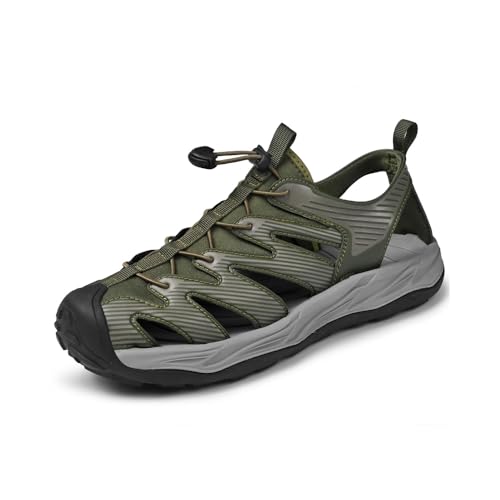 Asifn Herren Wandersandalen Sommer Outdoor Rutschfeste Wasserschuhe Atmungsaktive Bequeme Strandschuhe Leichte Freizeitschuhe Grün 43 EU von Asifn