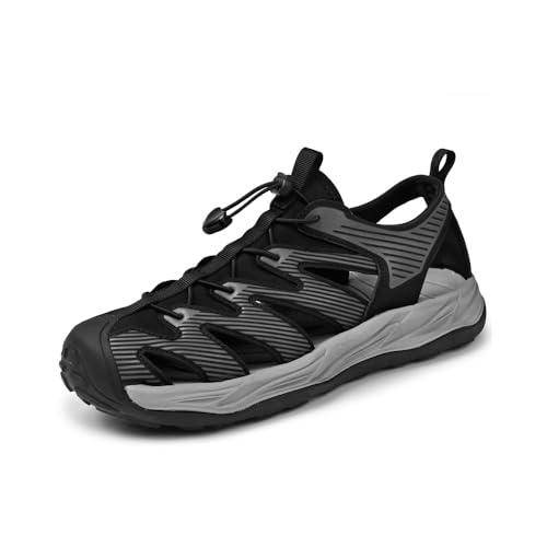Asifn Herren Wandersandalen Sommer Outdoor Rutschfeste Wasserschuhe Atmungsaktive Bequeme Strandschuhe Leichte Freizeitschuhe Schwarz 43 EU von Asifn