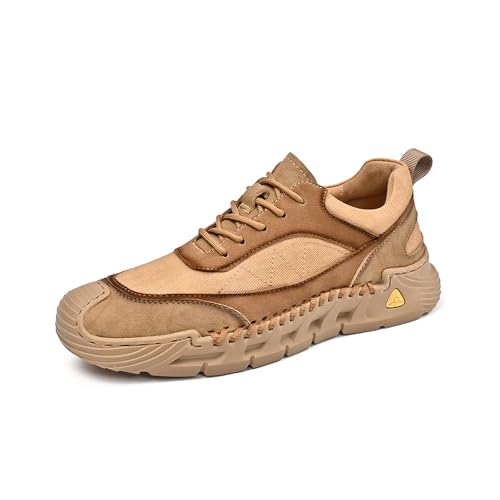 Asifn Herren Wanderschuhe Vintage Leder Leichtgewicht Outdoor Turnschuhe Schnürschuhe Atmungsaktiv rutschfest Fahrschuhe Braun 39 EU von Asifn