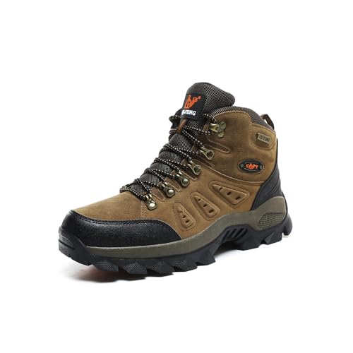 Asifn Herren-Wanderstiefel Outdoor-Wanderschuhe Trekking-Schuhe Arbeitsschuhe Kletterschuhe Rutschfeste Leichte Camping-Arbeitsschuhe Braun 46 EU von Asifn