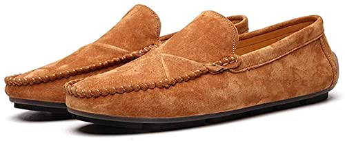 Asifn Herren Wildleder Fahrschuhe Sommer Business Hausschuhe Atmungsaktiv Weich Mokassin Freizeit Braun, 37/38 EU von Asifn