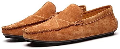 Asifn Herren Wildleder Fahrschuhe Sommer Business Hausschuhe Atmungsaktiv Weich Mokassin Freizeit Braun, 41/42 EU von Asifn