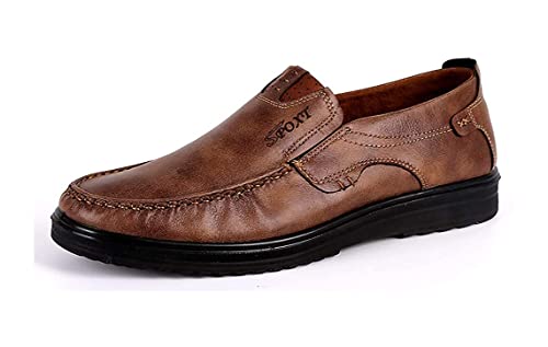 Asifn Loafers Herren Leder Fahrschuhe Mokassin Schuhe Aus Weichem Leder Komfort Business Hausschuhe Atmungsaktiv Weich Handmade（Khaki,45 EU von Asifn