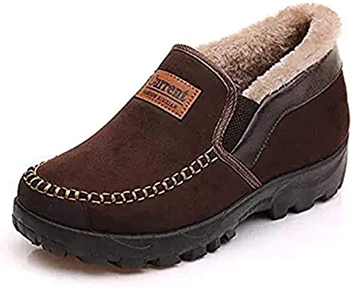 Herren Mokassins Hausschuhe mit gemütlichem Memory Foam Slip auf Loafers Pelz gefüttert Haus Schuhe Indoor Outdoor Ankle Boots Winter（Dunkelbraun,48 EU von Asifn