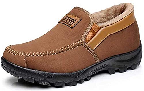 Herren Mokassins Hausschuhe mit gemütlichem Memory Foam Slip auf Loafers Pelz gefüttert Haus Schuhe Indoor Outdoor Ankle Boots Winter（Braun,45 EU von Asifn