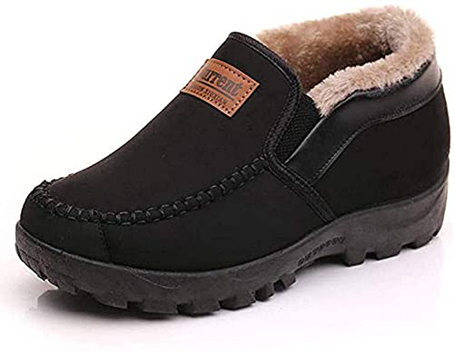 Herren Mokassins Hausschuhe mit gemütlichem Memory Foam Slip auf Loafers Pelz gefüttert Haus Schuhe Indoor Outdoor Ankle Boots Winter（Schwarz,41 EU von Asifn