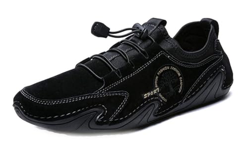 Asifn Mokassins Herren Schwarz Wildleder Fahrschuhe Sommer Outdoor Anti-Rutsch Atmungsaktiv Weich Freizeit Loafer（Schwarz,41 EU von Asifn