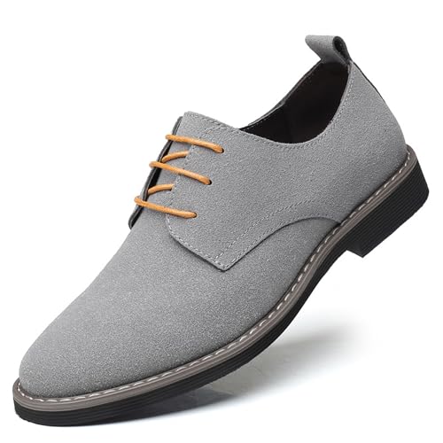 Asifn Herren Klassische Wildleder Schnür Samt Low-Top British Business Atmungsaktive Oxford Schuhe 39 EU Grau,24.5 cm von Asifn