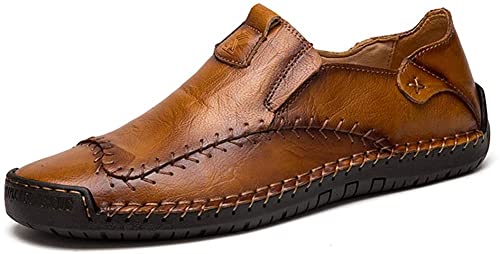 Asifn Herren Casual Leder Loafers Fahren Walking Schuhe Bequeme Slip-on Sneaker Formelle Oxford Penny Klassische Mokassins Hand genäht（Gelb,40/41 EU,41 Markengröße von Asifn