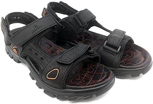 Asifn Travel Wandersandalen Herren Wandern Fischer Leder Strandschuhe Sportfischer rutschfeste Wasser Offener Riemen Klettverstellbare Wandersandalen（Schwarz,41/42 EU,41 Markengröße von Asifn