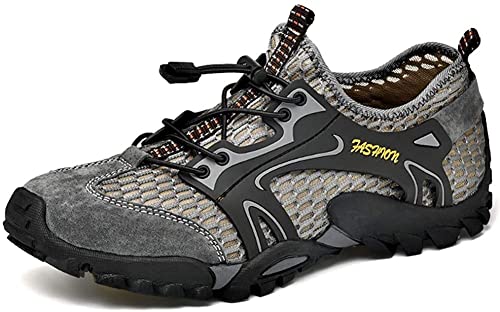 Asifn Mesh Schuhe Herren Sandalen Herren Atmungsaktiv Leichte Schuhe Außenbereich Wandersandalen Barfuß Training Wasser Walking Turnschuhe （Grau,49/50 EU,50 Markengröße von Asifn