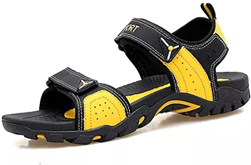 Asifn Weiche Männer Frauen Ledersandalen Wasserdicht Offene Zehe Einstellbare Outdoor Wandern Atmungsaktiv Bequeme Sandale für Sommer Strand（Gelb,41/42 EU,42 Markengröße von Asifn