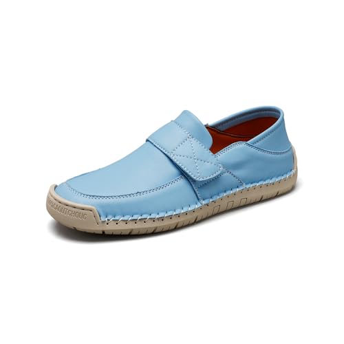 Frauen Casual Loafers Leichte Bequeme Weiche Flache Schuhe Leder rutschfest Modische Autoschuhe Blau 43 EU von Asifn