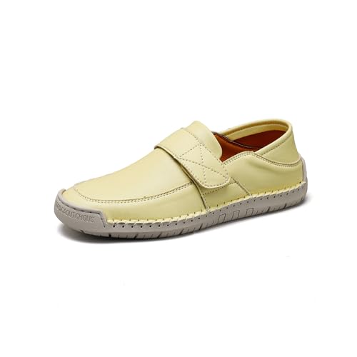 Frauen Casual Loafers Leichte Bequeme Weiche Flache Schuhe Leder rutschfest Modische Autoschuhe Gelb 38 EU von Asifn