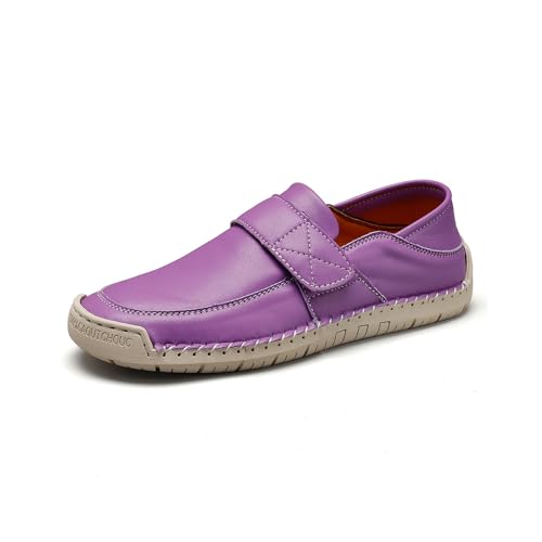 Frauen Casual Loafers Leichte Bequeme Weiche Flache Schuhe Leder rutschfest Modische Autoschuhe Violett 41 EU von Asifn