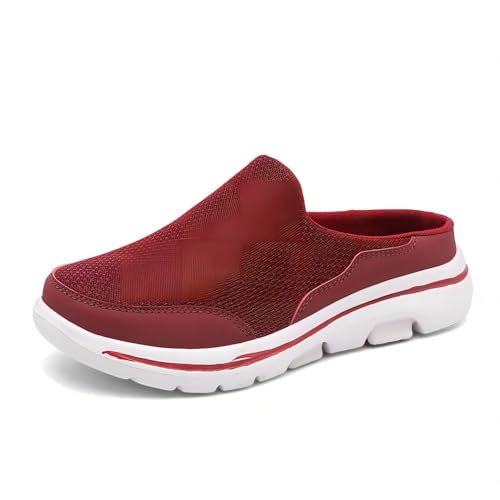 Herren Freizeitschuhe Aus Mesh Atmungsaktiv Und Bequem Slipper Zum Spazierengehen Pantoletten Clogs Rot 38 EU von Asifn