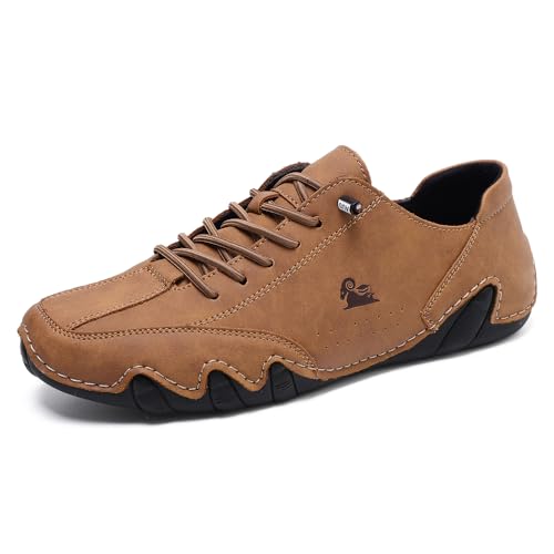 Herren Slip on Loafers Atmungsaktive Lederschuhe Fashion Lace up Boat Shoes Casual Flat Lightweight Sneakers with Rubber Soles(Braun,40 EU Herren Slip on Loafers Atmungsaktive Lederschuhe Fashion Lace up Boat Shoes Casual Flat Lightweight Sneakers with Rubber Soles(Braun,40 EU von Asifn