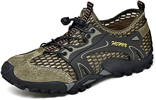 Asifn Mesh Schuhe Herren Sandalen Herren Atmungsaktiv Leichte Schuhe Außenbereich Wandersandalen Barfuß Training Wasser Walking Turnschuhe （Grün,41/42 EU,42 Markengröße von Asifn