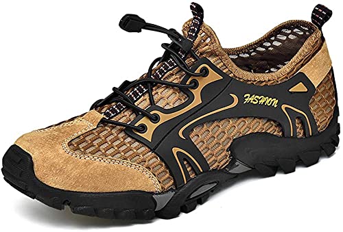 Mesh Schuhe Herren Sandalen Herren Atmungsaktiv Leichte Schuhe Außenbereich Wandersandalen Barfuß Training Wasser Walking Turnschuhe （Braun,45/46 EU,46 Markengröße von Asifn