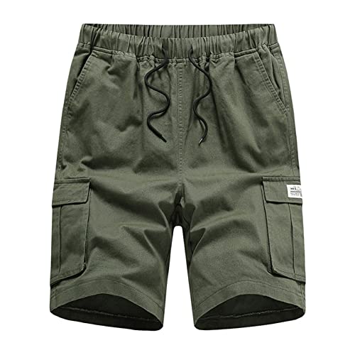 Asija Cargo Hose Herren,Cargo Shorts Herren Sommer Sport Laufshorts Baumwolle Kurze Hosen Regulär Fit Einfarbig Stoffhose mit Taschen Sommerhose Vintage Chino Cargohose Männer Leicht Freizeitshorts von Asija