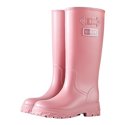 Asija Damen Gummistiefel Hoch Damen Gummistiefel Wasserdicht Hohe Regenstiefel Gartenschuhe Damen Gummistiefel Leichte Atmungsaktiv Regenschuhe Weitschaft Wasserdichter Rutschfeste Einfarbig von Asija