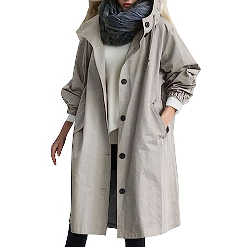 Asija Damen Regenjacke Wasserdicht Winddicht Lang Regenparka Regenmantel Windbreaker Outdoor Atmungsaktiv Kapuzenjacke Übergangsjacke Mit Futter Trenchcoat Mantel Mittellang Regenmantel Damen Lang von Asija