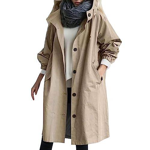 Asija Damen Regenjacke Wasserdicht Winddicht Lang Regenparka Regenmantel Windbreaker Outdoor Atmungsaktiv Kapuzenjacke Übergangsjacke Mit Futter Trenchcoat Mantel Mittellang Regenponcho Wandern Lang von Asija