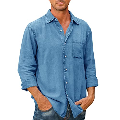 Asija Hemd Herren Langarm Bügelfrei Freizeithemd Regular Fit Business Hemden Einfabrig Umlegekragen Herrenhemd Baumwolle Button Down Businesshemd Basic Oberhemden mit Brusttasche Männer Anzug Hemd von Asija