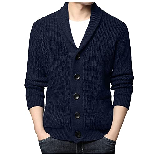 Asija Herren Strickjacke V-Ausschnitt Cardigan mit Knopfverschluss und Taschen Pullover Winter Moden Outdoorjacke Sweatshirt von Asija