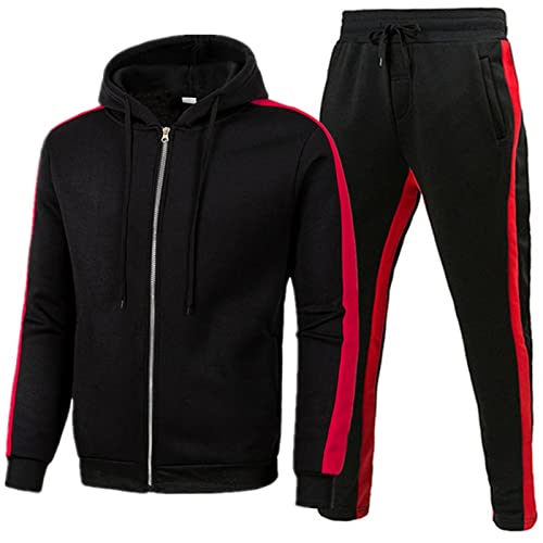 Asija Herren Trainingsanzug Einstellen Joggen Sporthose Sets Sportjacke Hose Reißverschluss Sweathose Freizeitanzug Running Fitness Sportanzug Männer Reißverschluss Jacken Gestreift von Asija