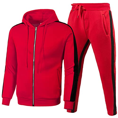 Asija Herren Trainingsanzug Einstellen Joggen Sporthose Sets Sportjacke Hose Reißverschluss Sweathose Freizeitanzug Running Fitness Sportanzug Männer Reißverschluss Jacken Gestreift von Asija