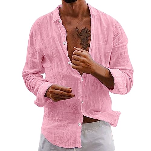 Asija Kurzarmhemd Herren Leinen Herren Leinenhemd Sommer,Leichtes Sommerhemd Herren Kurzarm Leinenhemd Herren Dünn Comfort Fit Freizeithemden für Herren Button Down Kurzarmhemd von Asija