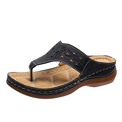 Asija Latschen Damen Sommer Elegant Sommerschuhe Bequem Keilabsatz Rutschfest Plateau Schuhe Orthopädische Sandalen Weiß Flipflopssandalen Zehentrenner Sandalen Mit Fussbett Sandalen Damen Sommer von Asija