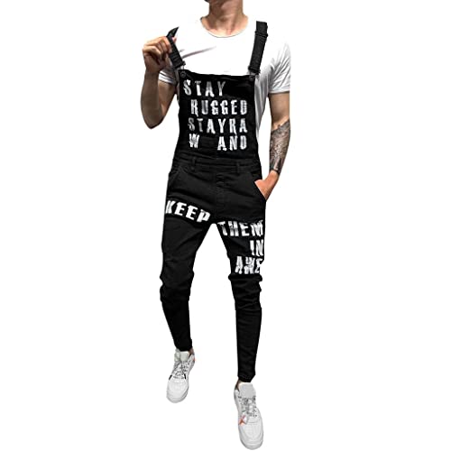 Asija Latzhose Herren,Jeans Hose Herren Cargo Harajuku Lässig Locker Punk Rock Gerade Weites Bein Hose Hohe Taille Retro Streetwear Jogger Latzhose Herren Jeans Slim Fit Jeans Herren Slim Fit von Asija