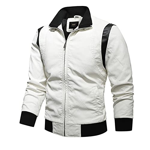 Asija Lederjacke Herren,Lederjacke Kunstlederjacke Kunstleder Farbvarianten Herren Jacke Bikerjacke Übergangsjacke Herrenjacke Leder Echtlederjacke Echtleder Wildleder Biker SCHWARZ von Asija