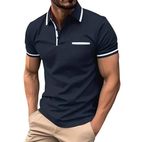 Asija Men's Polos Poloshirts mit Knopf M L XL XXL 3XL Basic Freizeit Golf T-Shirts Poloshirt Herren Lässiges T-Shirt Poloshirt Kusinesshemden Lolfhemden Oberteile Herren Poloshirt unifarben Baumwolle von Asija