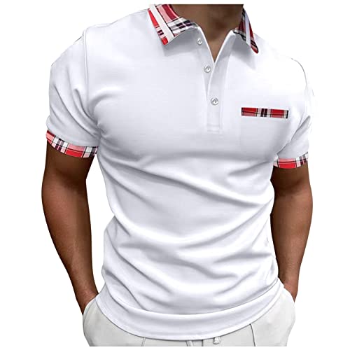 Asija Poloshirt Herren Kurzarm Atmungsaktiv & Luftdurchlässig Shirt Kurzärmliges Sommer Fit Casual Poloshirt mit Revers und Karomuster Polohemd von Asija