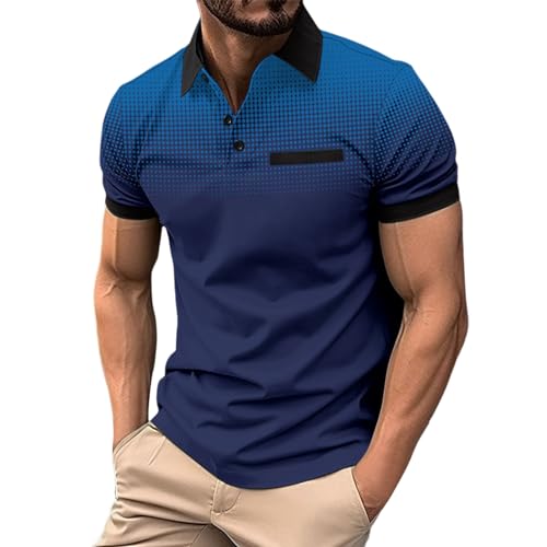 Asija Poloshirts für Herren Sommer Kurzarm Leichte Sports Oberteile Atmungsaktiv Bequemes T Shirts Modisch Knopf Polohemd Polo-Shirts Men's Polos Golf Poloshirt Herren Slim Fit Polohemd Schwarz von Asija