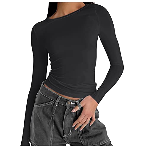 Asija Pullover Damen Winter Langarmshirts für Damen Tunika Tops mit Twist-Front Shirt Lose Sweatshirt Oversize Tops Langen Ärmeln Pullover Rundkragen Bluse Basic Shirt Elegant Tunika Oberteile von Asija