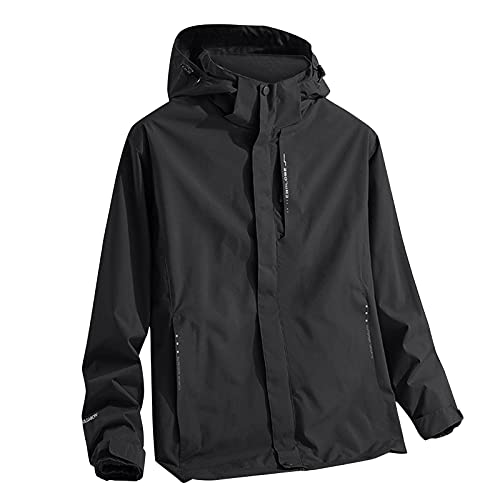 Asija Regenjacke Herren Regenanzug Herren Regenjacke Wasserdicht Atmungsaktiv Winddichte Funktionsjacke Outdoor Wanderjacke Softshelljacken Mäntel mit Abnehmbare Kapuze von Asija