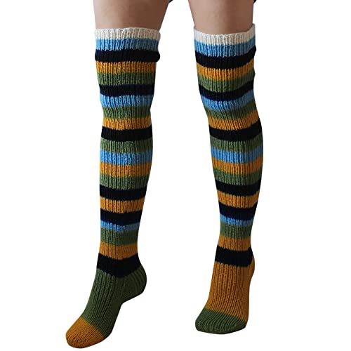 Asija StrüMpfe Damen Winter Kniestrümpfe Damen Winter Warm Über Knie Opaque Wintersocken Ringelstrümpfe Lange Oberschenkel Hohe Stiefelsocken Lange Socken Herbst Winter Für Damen Und Mädchen von Asija