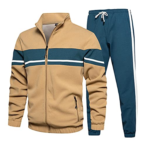 Asija Trainingsanzug Herren Jogginganzug für Männer Freizeitanzug Sportanzug Set Jogginghose Langarm Sweatshirt Patchwork Hose für Gym Fitness Sportbekleidung Trainingsjacke Tracksuit Sportjacke von Asija