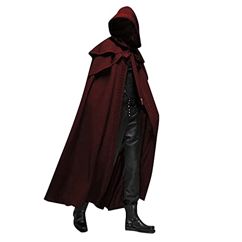 Asija Umhang Herren Wolle Erwachsener Unisex Halloween Umhang Samt Vampir Kapuzenmantel Halloween Kanerval Weihnachten Party Cosplay KostümGruselige Samt Maxi Cape Horror Party Tod Hexen Kostüm von Asija